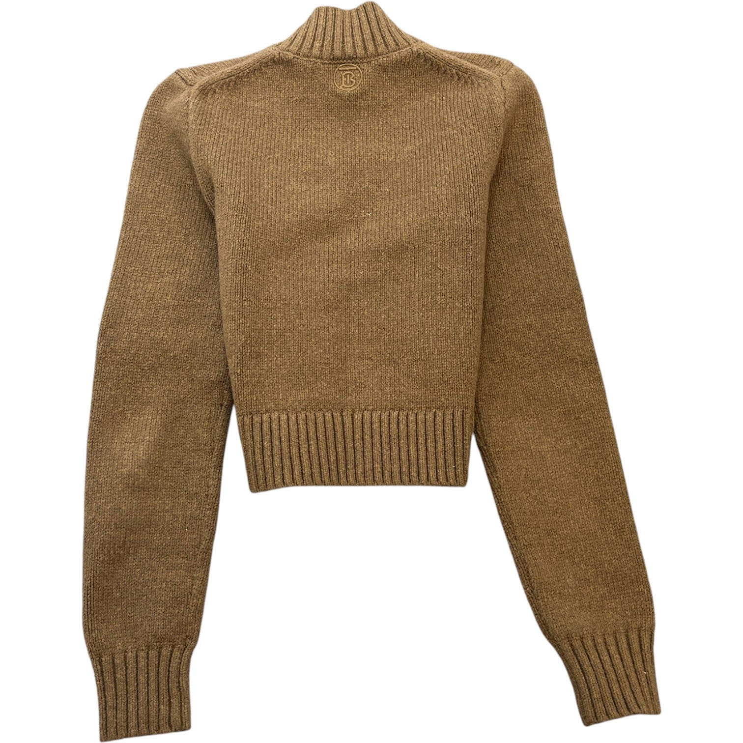 Women's Cropped Knit Sweatshirt Beige Size S - Photo 2