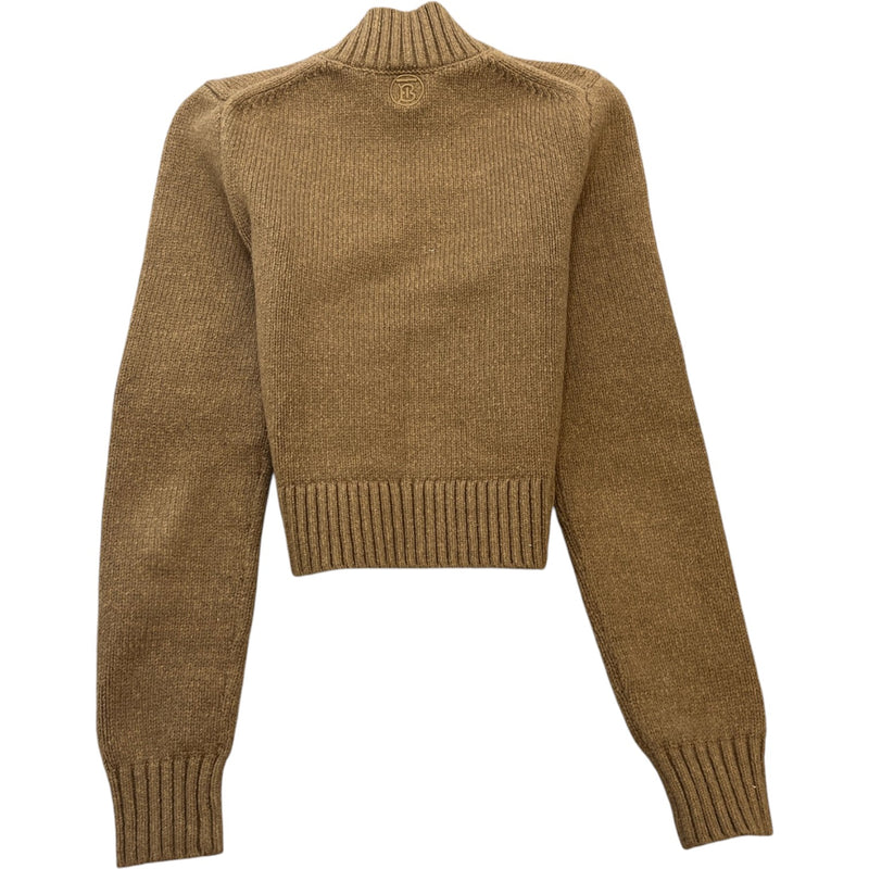 Women's Cropped Knit Sweatshirt Beige Size S