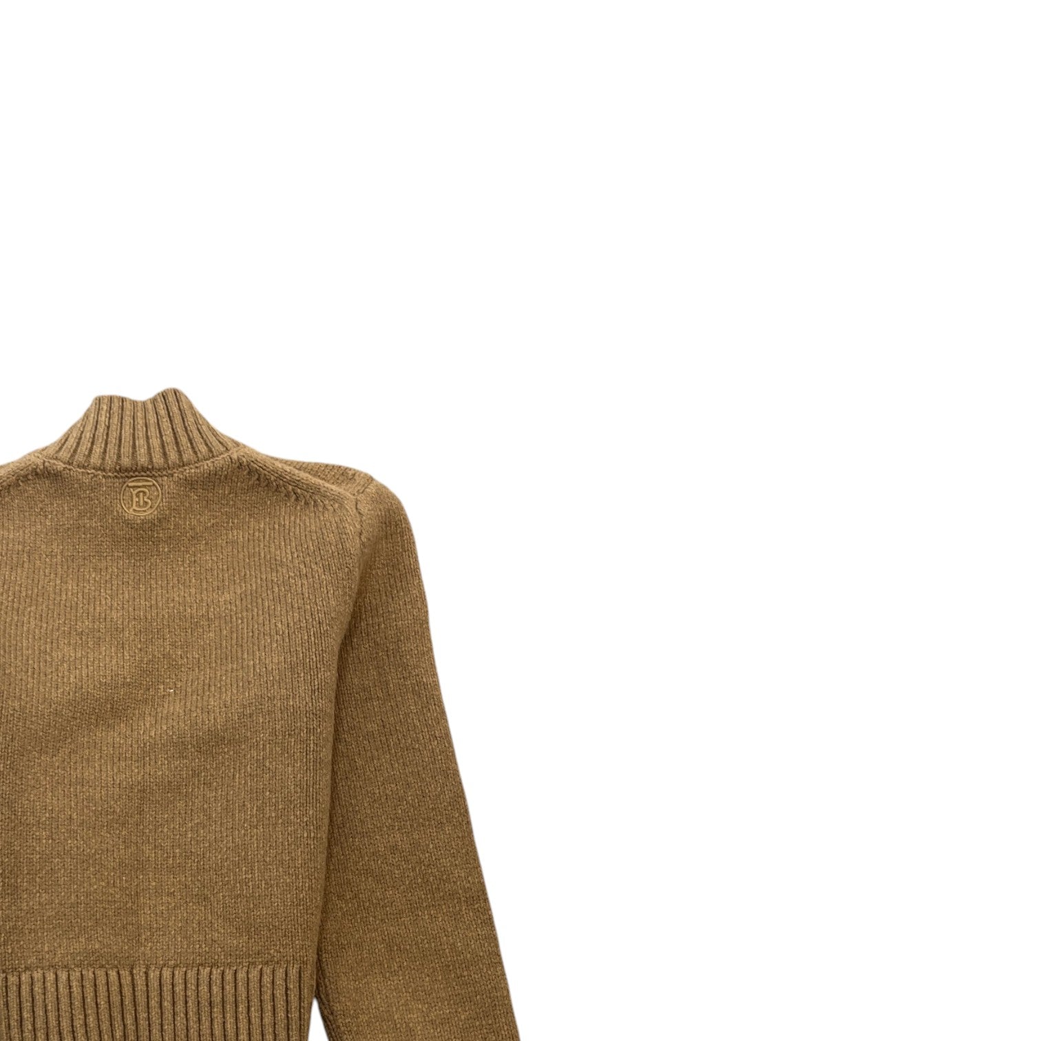 Women's Cropped Knit Sweatshirt Beige Size S - Photo 4