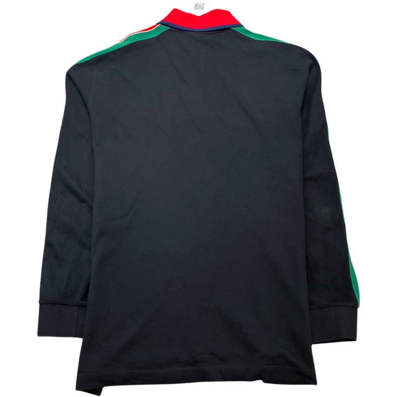 Men's Side Stripe Logo Polo Shirt Black Size L