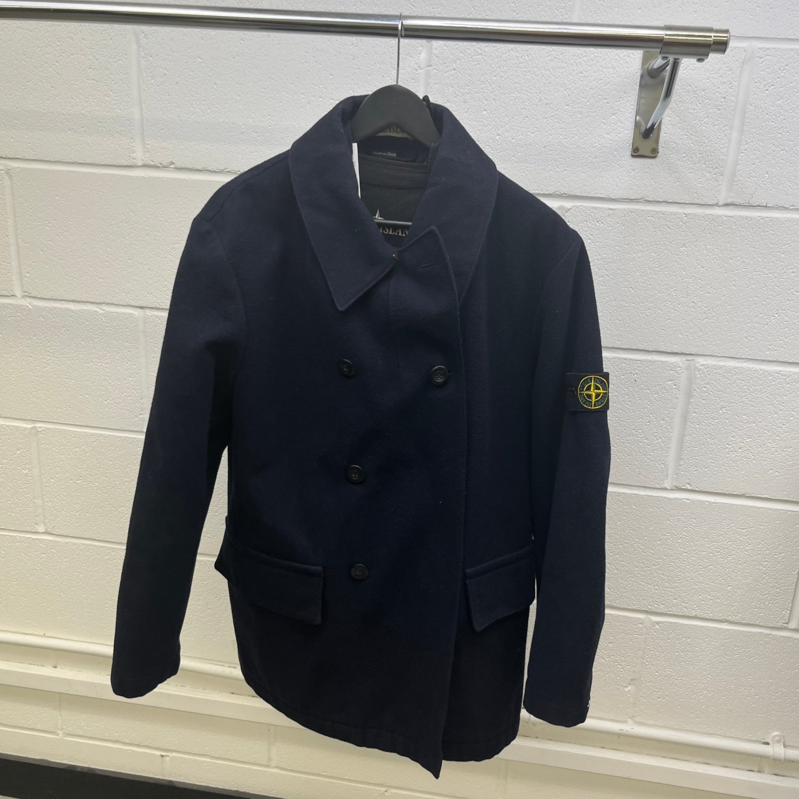 Men's Wool Pea Coat Down Jacket Navy Size M - Photo 11