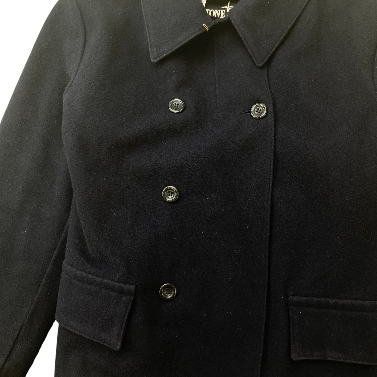 Men's Wool Pea Coat Down Jacket Navy Size M - Photo 6