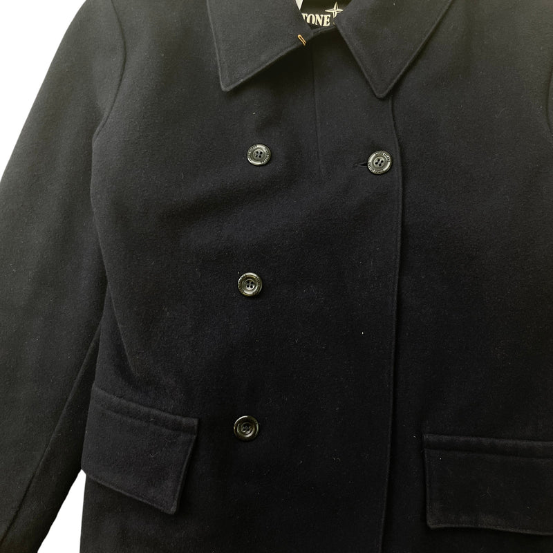 Men's Wool Pea Coat Down Jacket Navy Size M