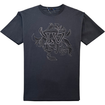 Men's Vegetal Lace Embroidery T-Shirt Grey Size S
