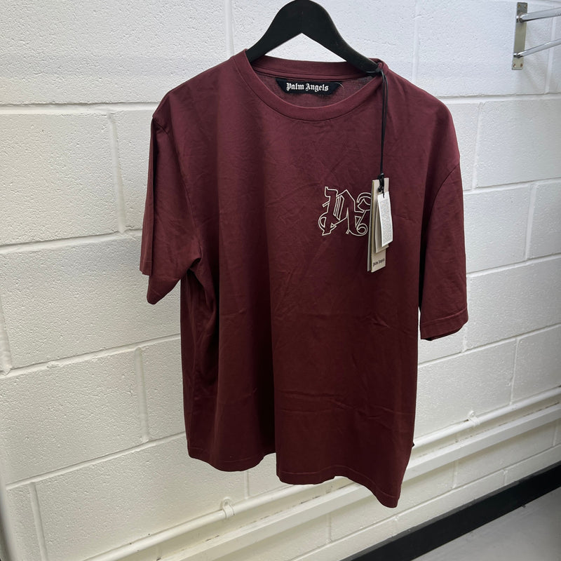 Men's Embroidered Logo T-Shirt Burgundy Size L