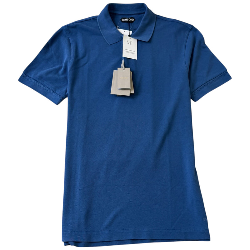 Men's Embroidered Logo Polo Shirt Blue Size M