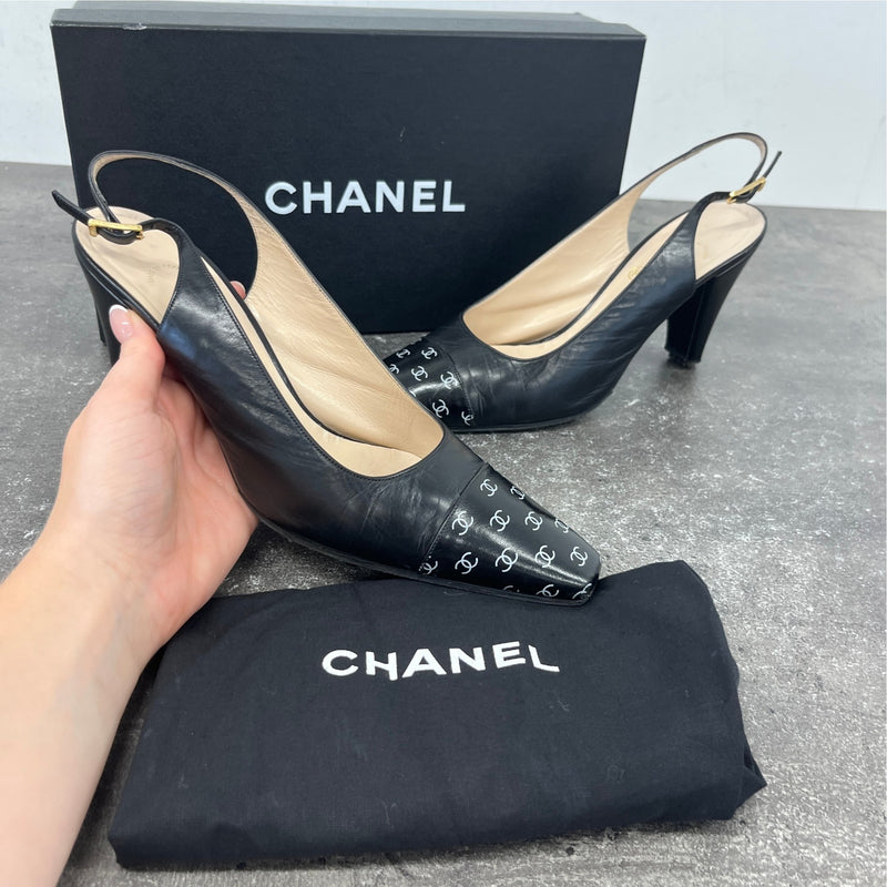 Women's Monogram Toe Cap Mules Black Size EU 37.5 / UK 4.5