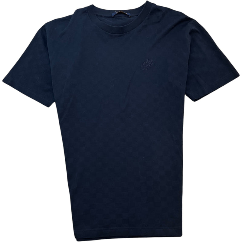 Men's Damier Embroidered Logo T-Shirt Navy Size XL