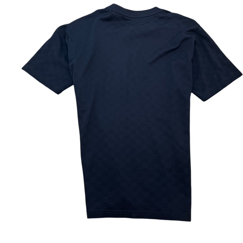 Men's Damier Embroidered Logo T-Shirt Navy Size XL