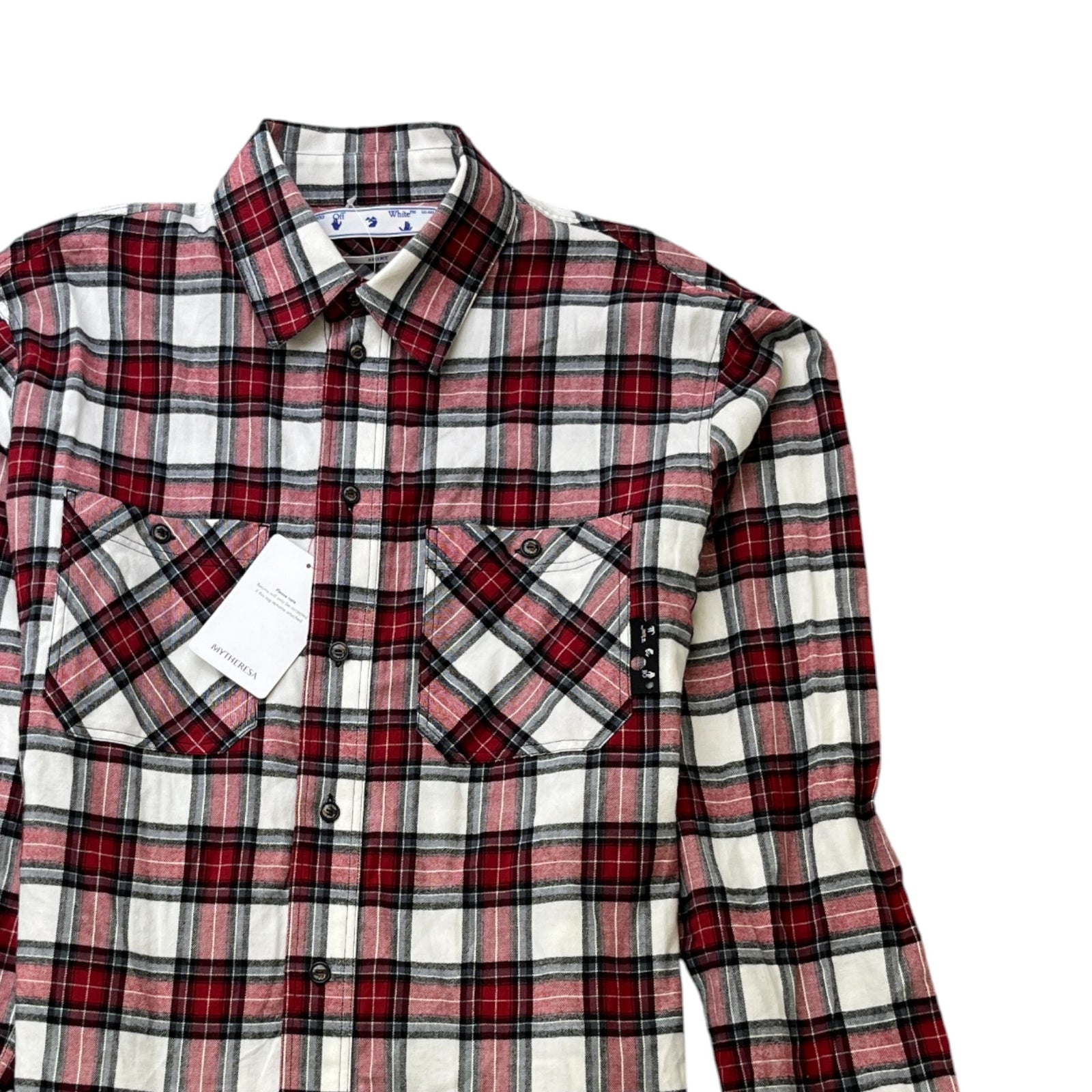 Men's Check Arrow Flannel Long Sleeve Shirt Red Size M - Photo 3