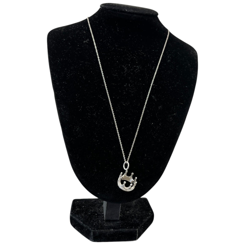 Women's Crown Pendant Necklace Silver