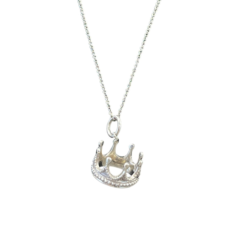 Women's Crown Pendant Necklace Silver