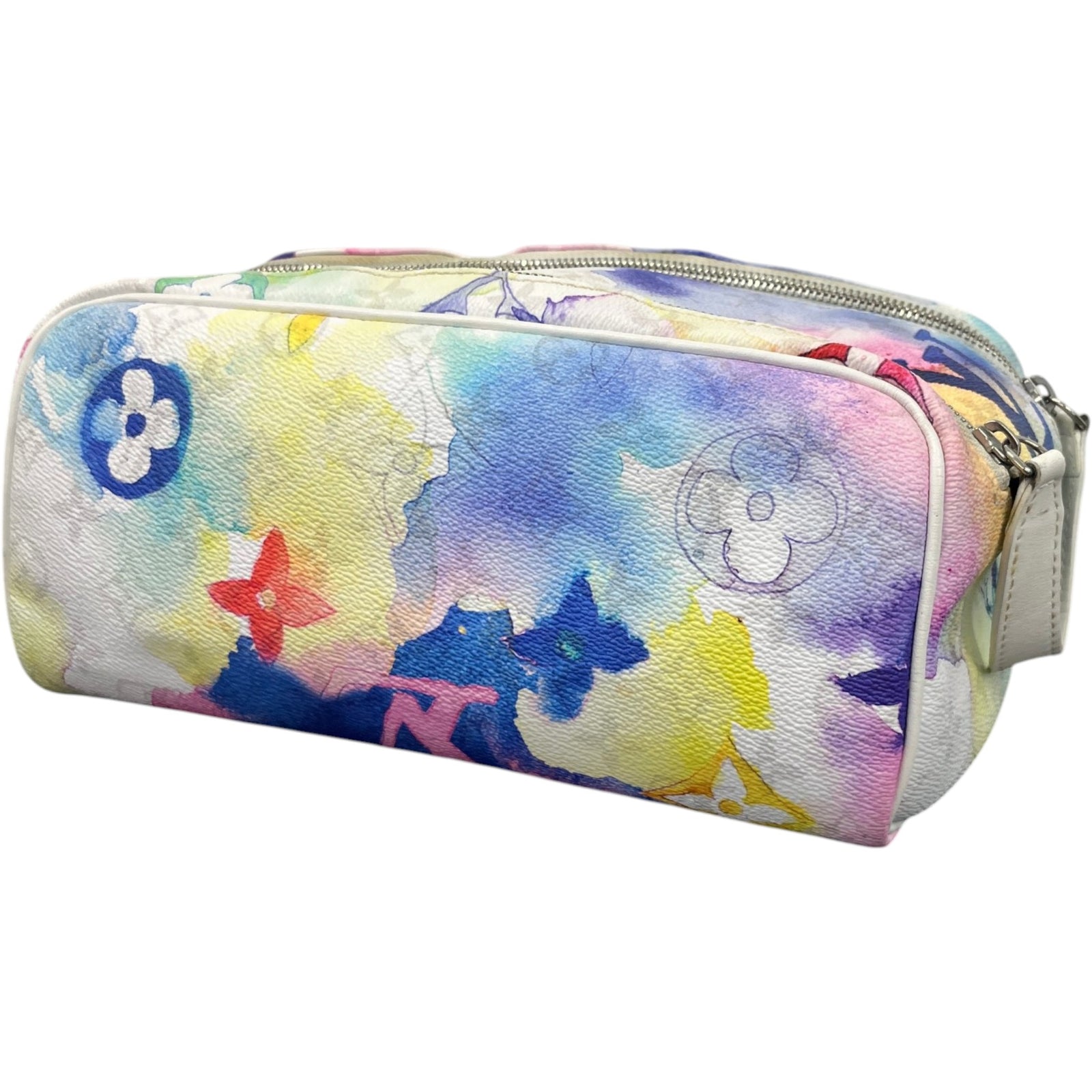 Men's Monogram Watercolour Dopp Kit Toiletry Bag White - Photo 4