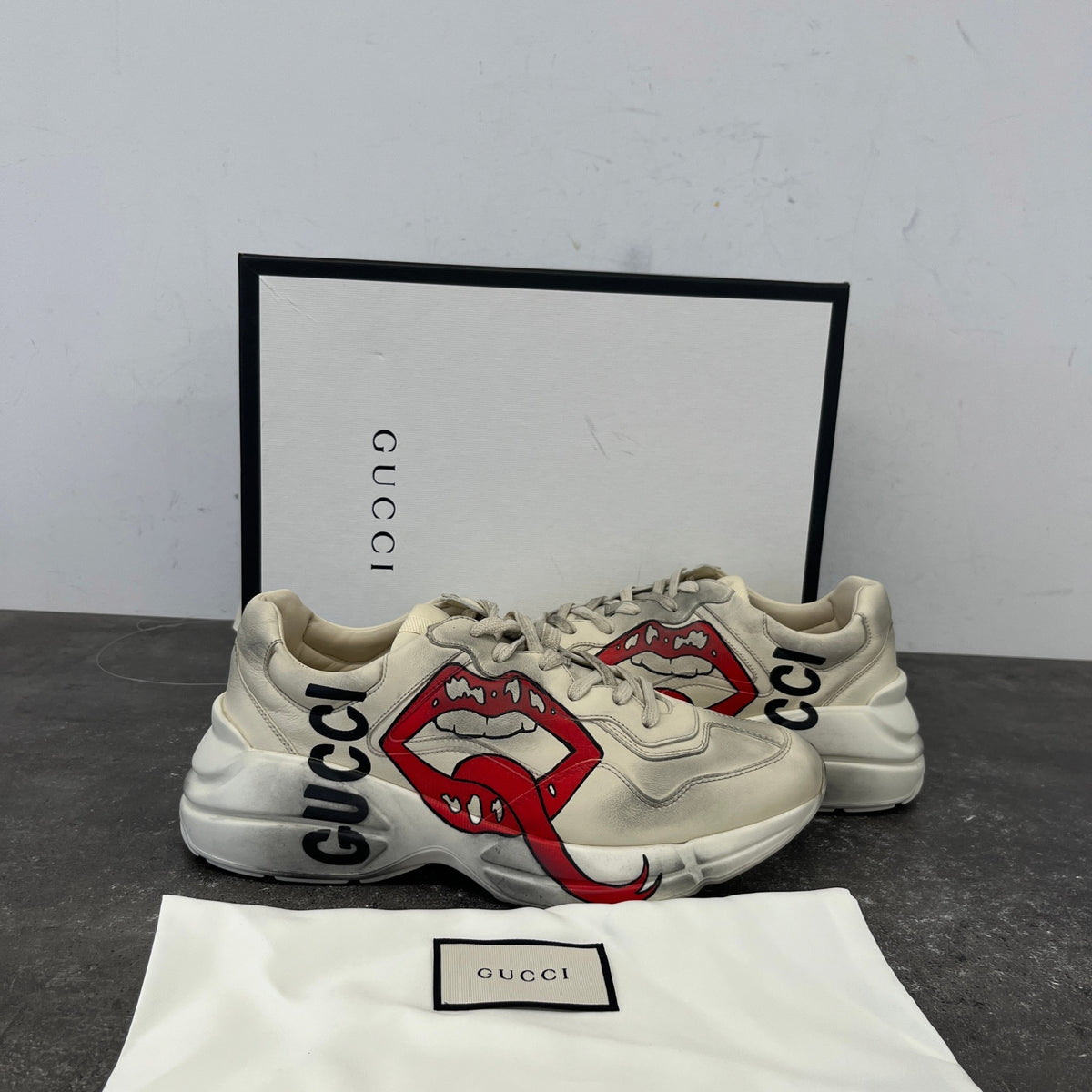 Men's Rhyton Distressed Low Trainers Beige Size UK 9 / EU 43 - Photo 12