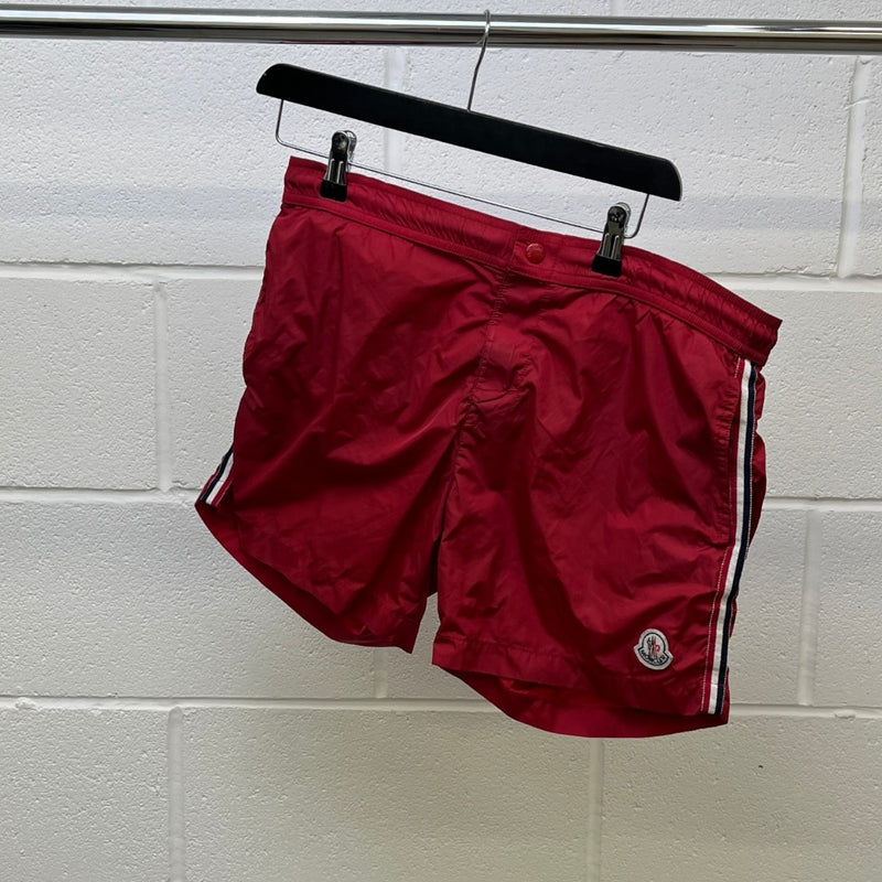 Men's Tricolour Trimmed Swim Shorts Red Size M
