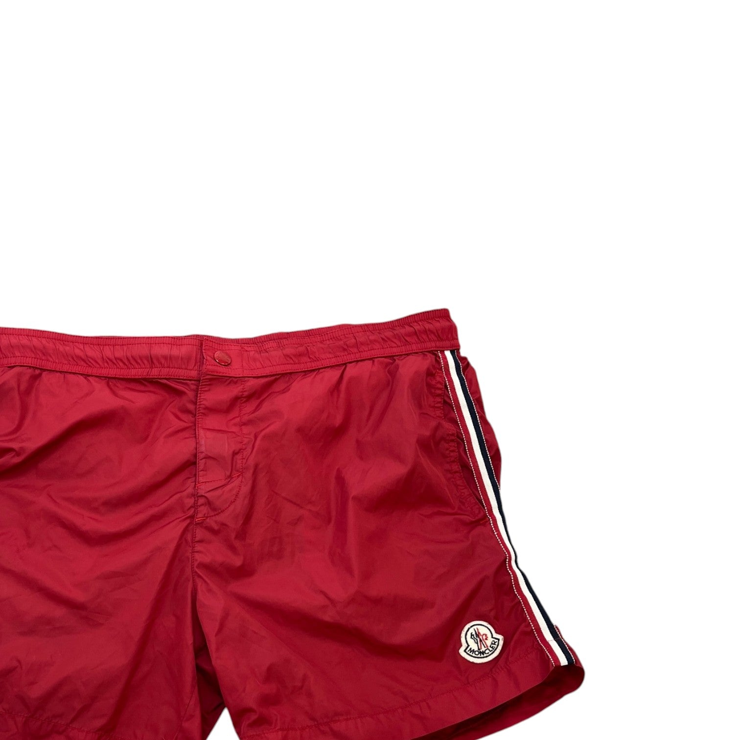 Men's Tricolour Trimmed Swim Shorts Red Size M - Photo 3