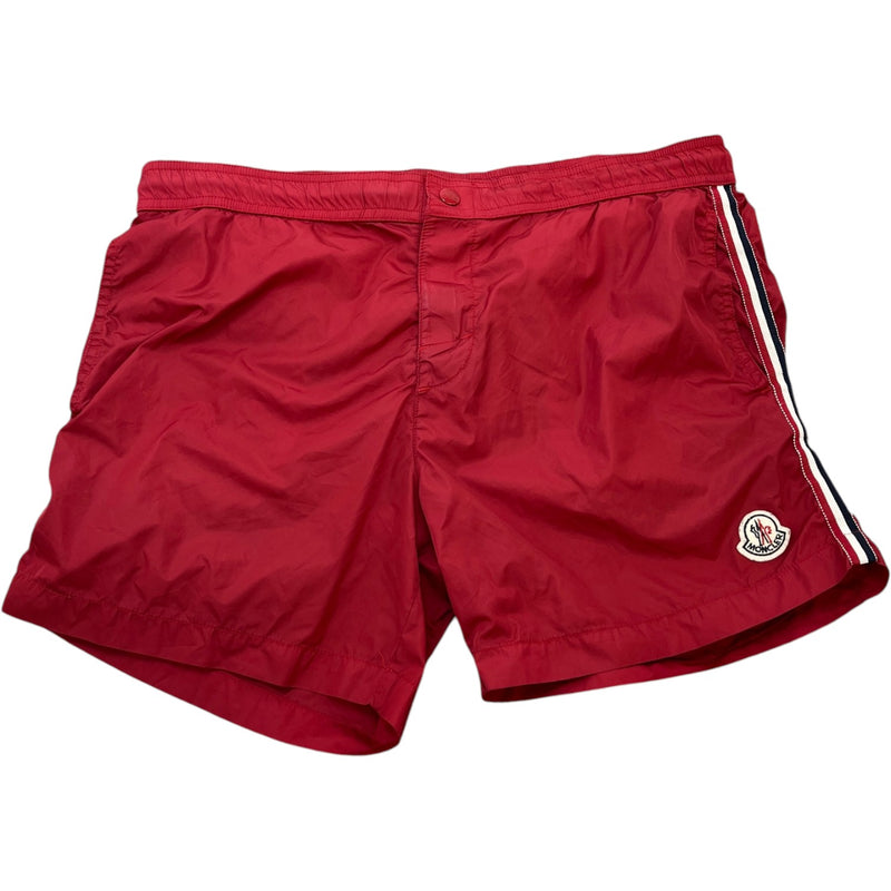 Men's Tricolour Trimmed Swim Shorts Red Size M