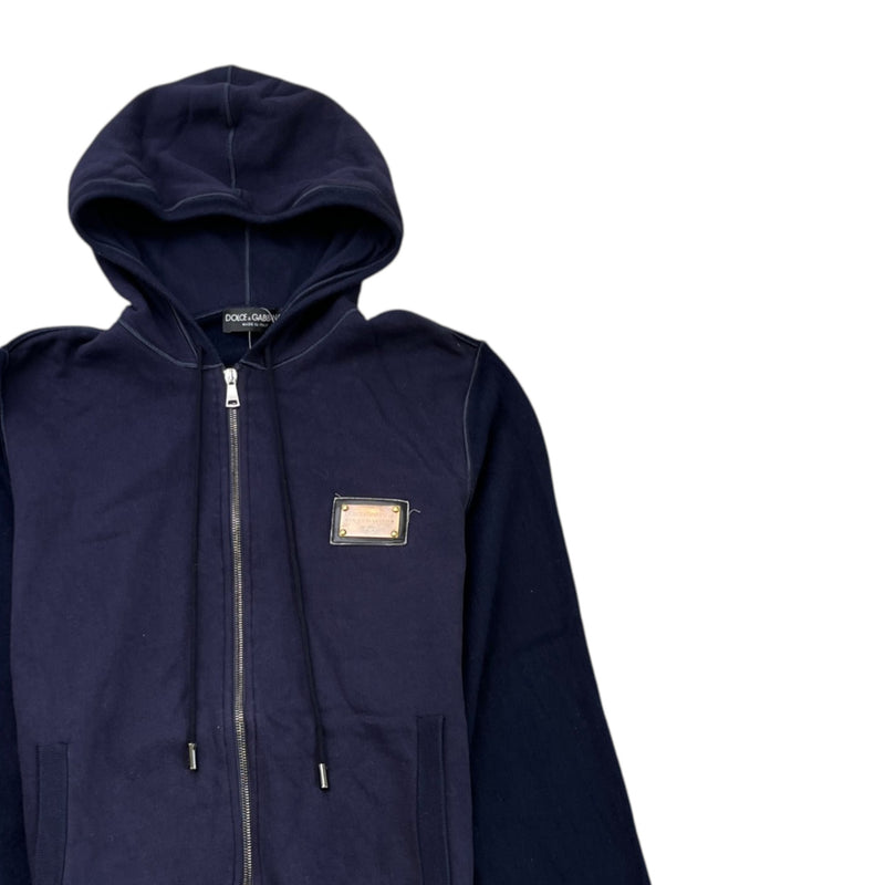 Men's Dg Logo Plaque Zip Up Hoodie Navy Size IT 50 / UK L