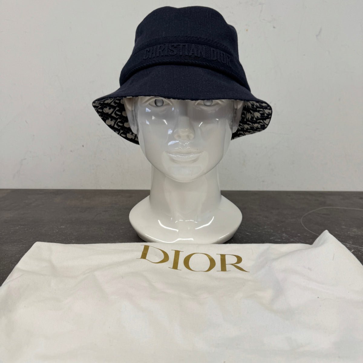 Women's Denim Oblique Lined Bucket Hat Navy - Photo 7