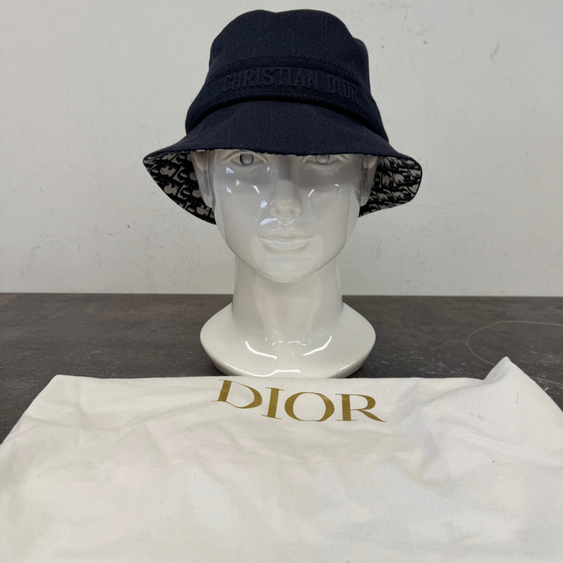 Women's Denim Oblique Lined Bucket Hat Navy