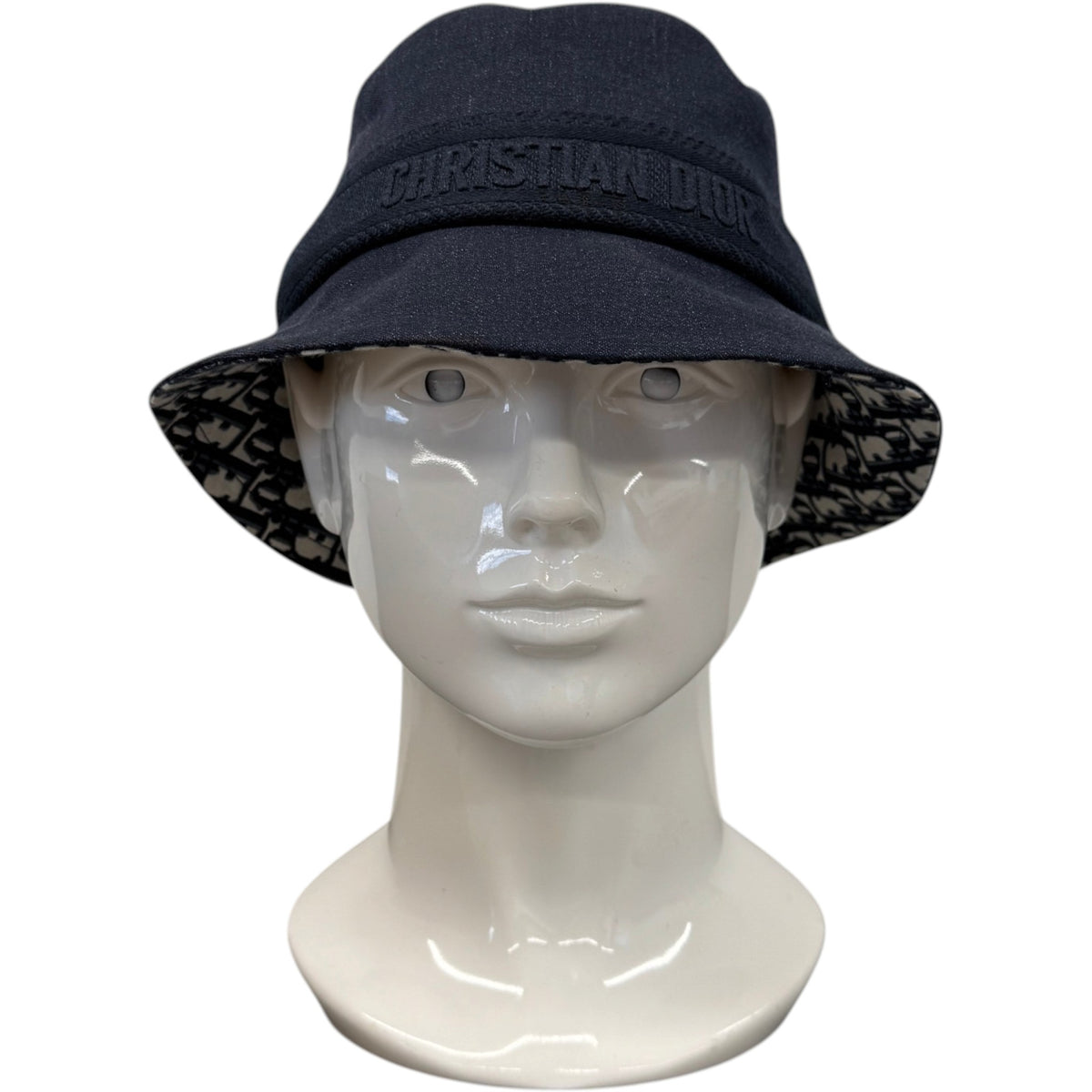 Women's Denim Oblique Lined Bucket Hat Navy - Photo 2