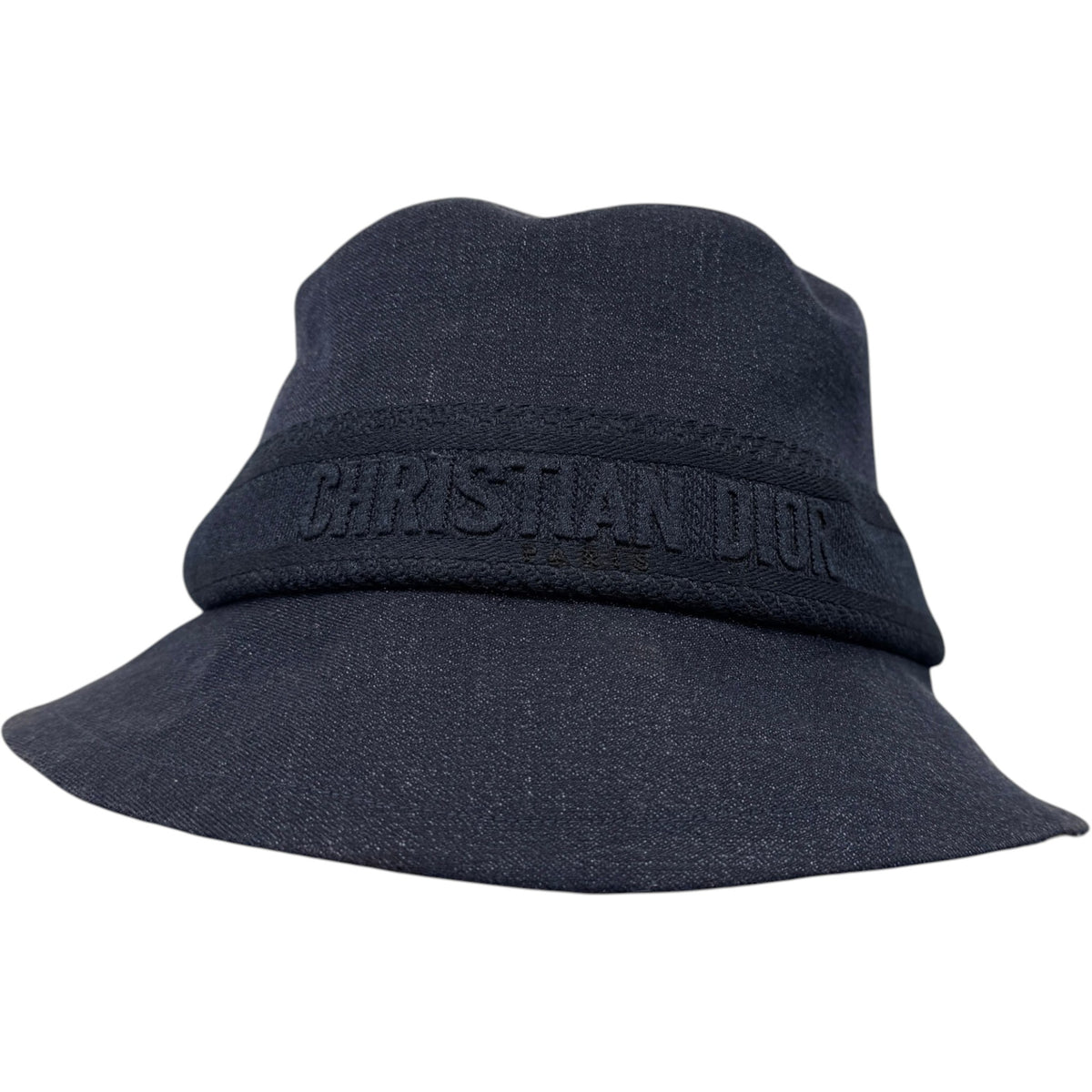 Women's Denim Oblique Lined Bucket Hat Navy - Photo 1