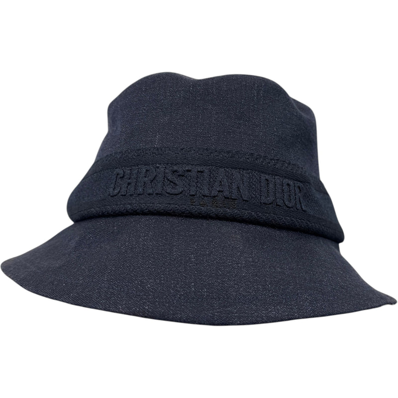Women's Denim Oblique Lined Bucket Hat Navy