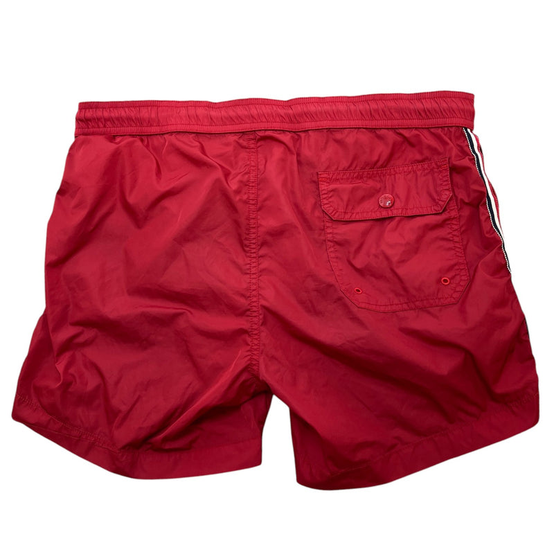 Men's Tricolour Trimmed Swim Shorts Red Size M