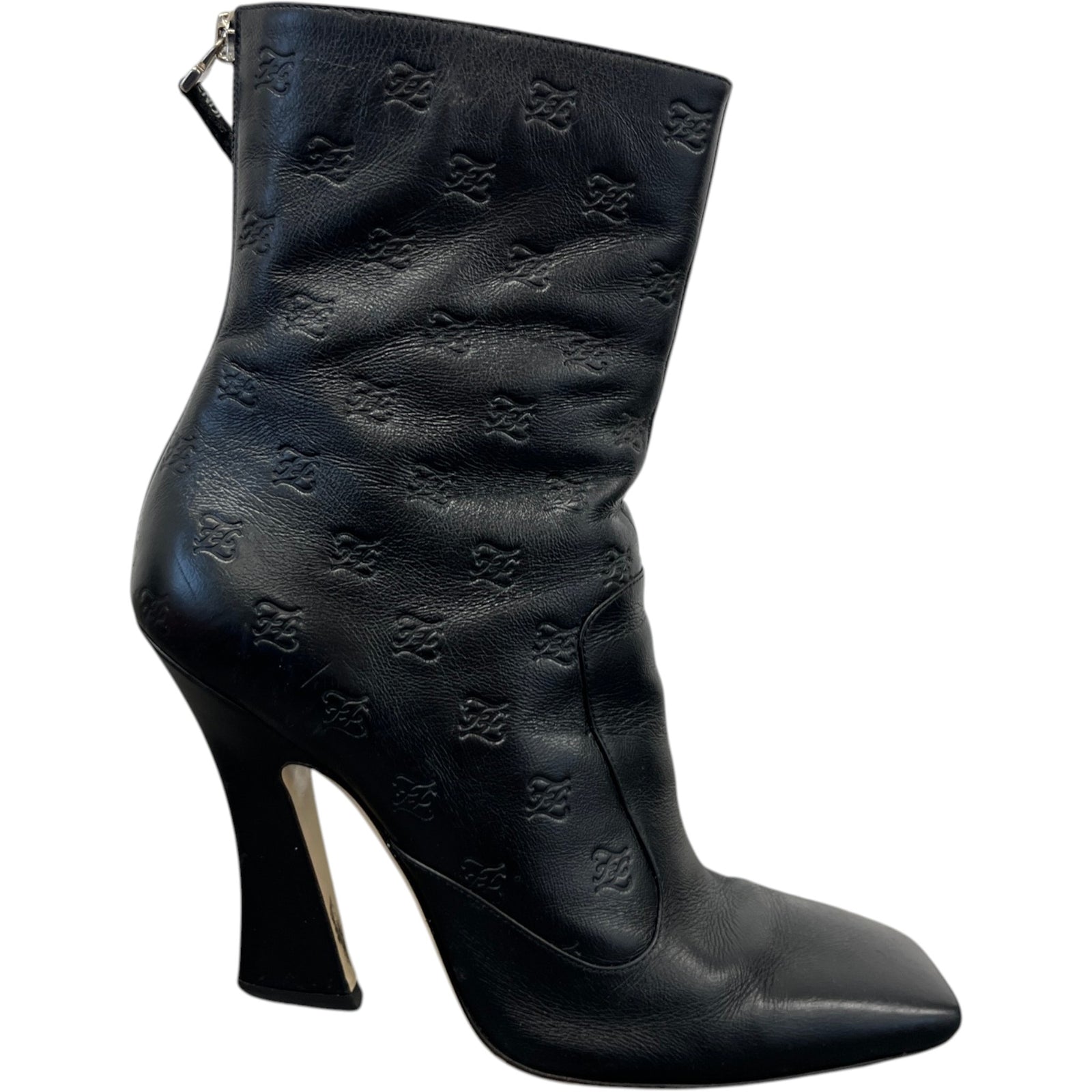 Women's Embossed Leather Boots Black Size EU 39 / UK 6 - Photo 1