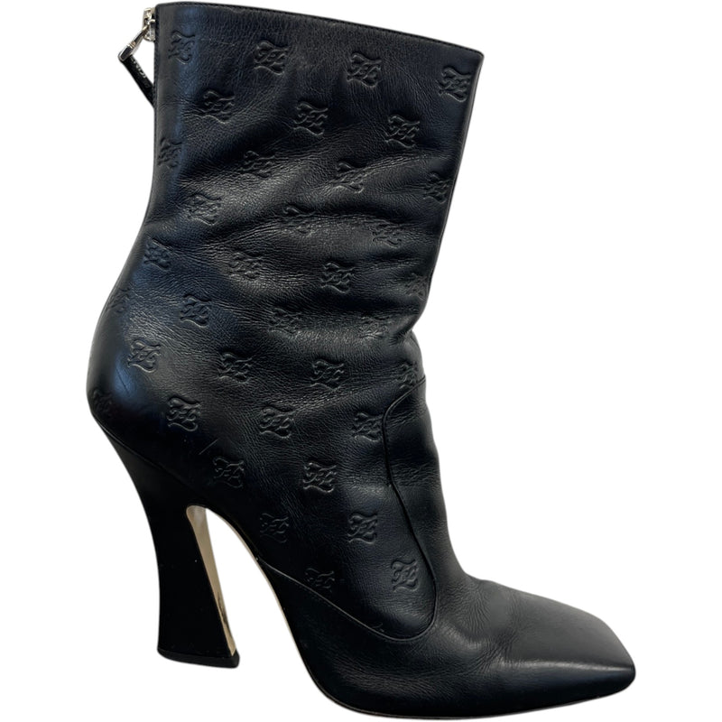 Women's Embossed Leather Boots Black Size EU 39 / UK 6