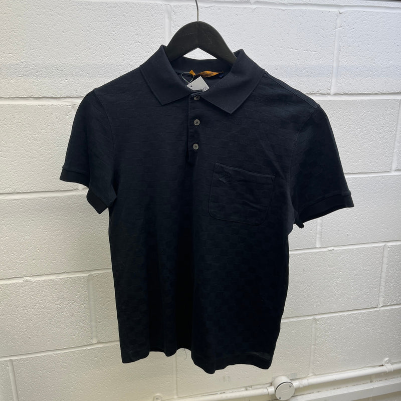 Men's Embroidered Logo Polo Shirt Black Size S