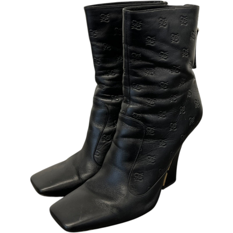 Women's Embossed Leather Boots Black Size EU 39 / UK 6