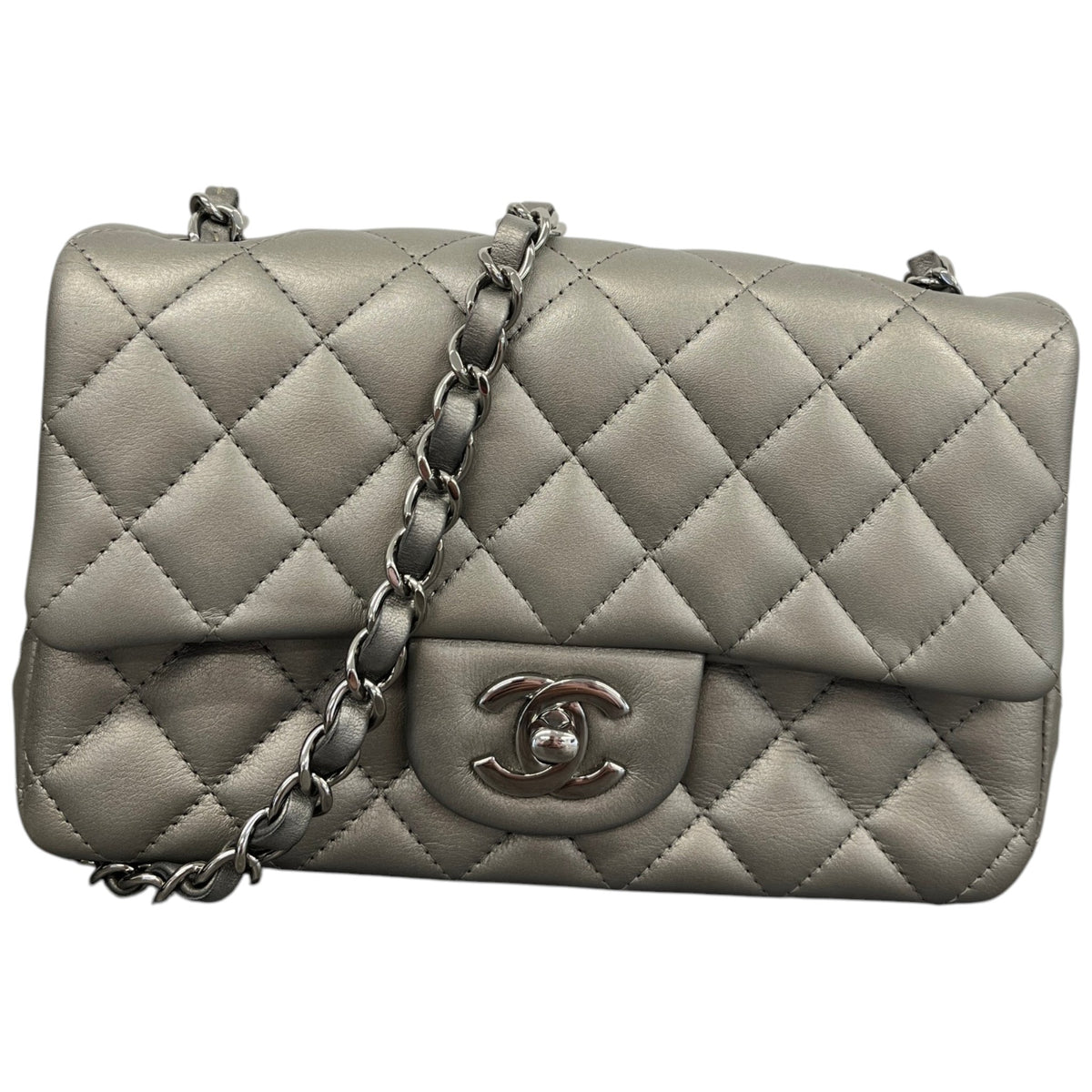 Women's Mini CC Quilted Lambskin Flap Handbag Grey - Photo 1