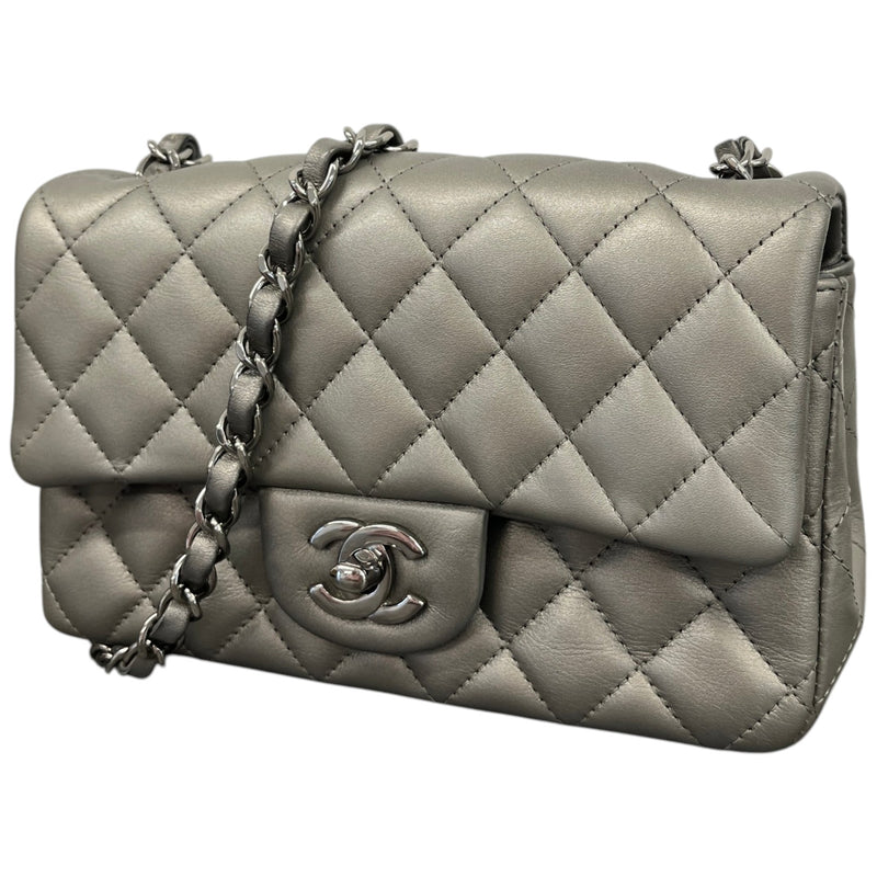 Women's Mini CC Quilted Lambskin Flap Handbag Grey