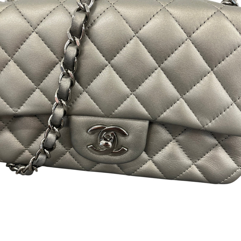 Women's Mini CC Quilted Lambskin Flap Handbag Grey