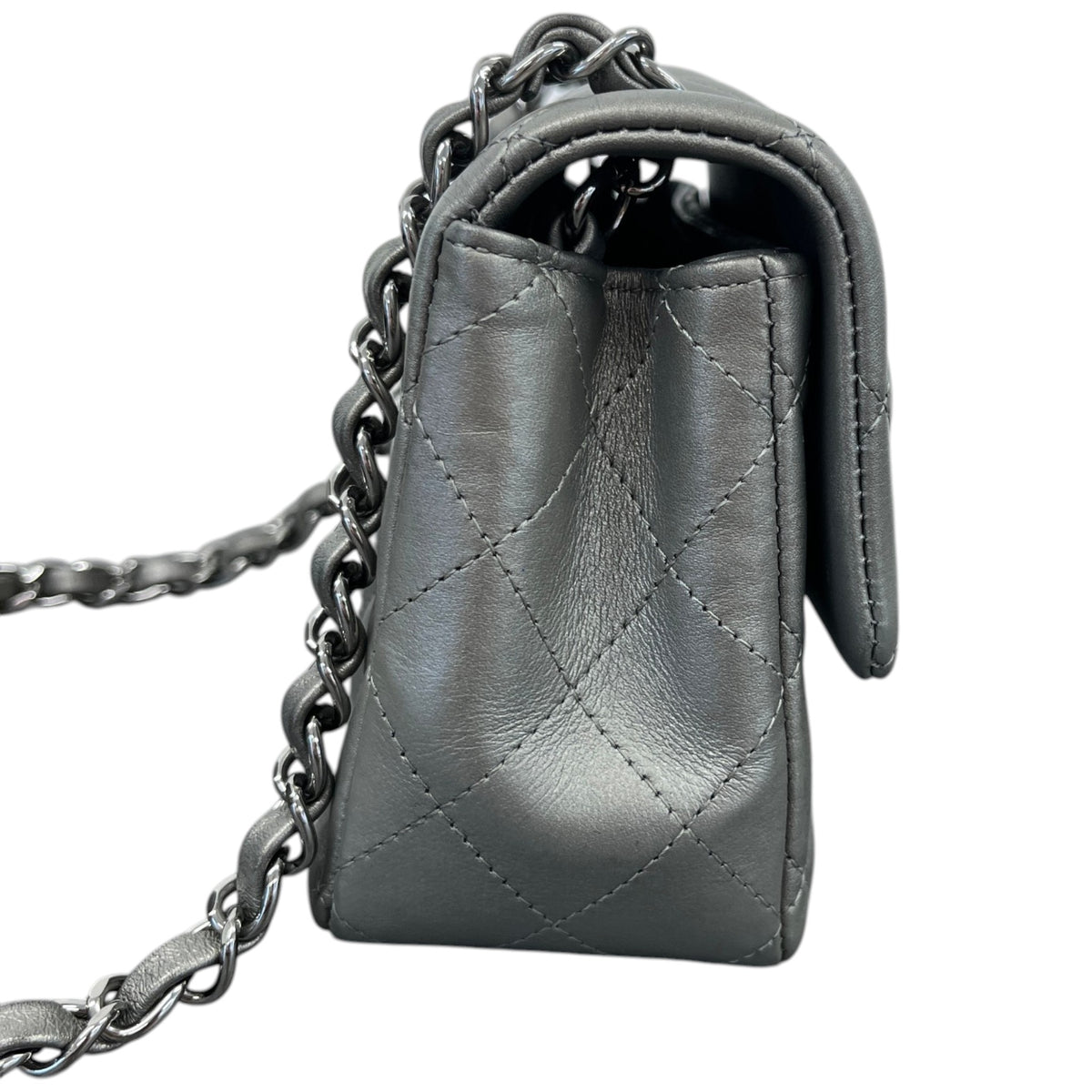 Women's Mini CC Quilted Lambskin Flap Handbag Grey - Photo 6