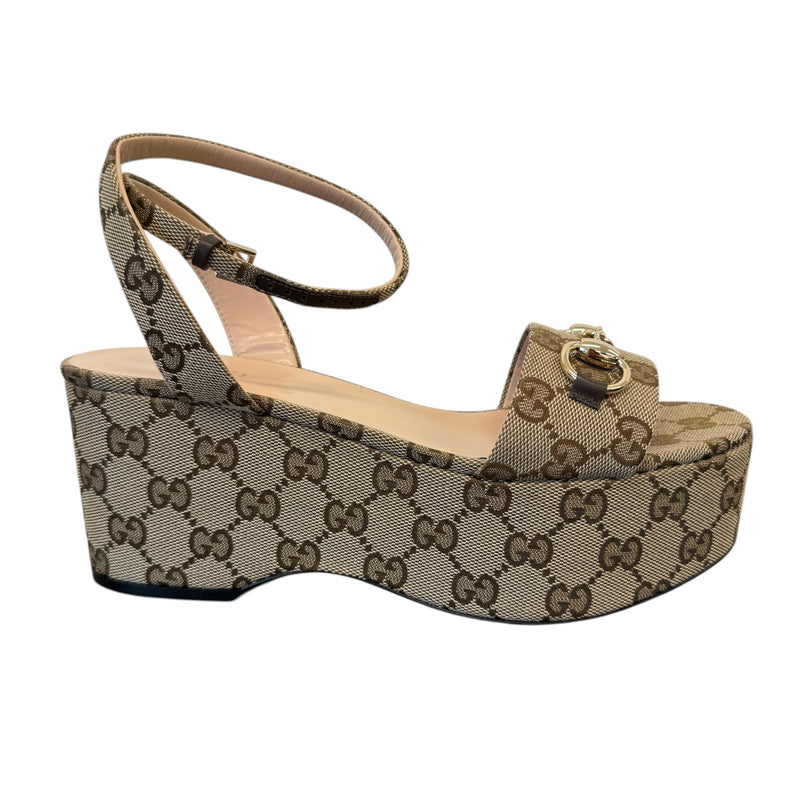 Women's Horsebit Platform Sandals Beige Size EU 37 / UK 4