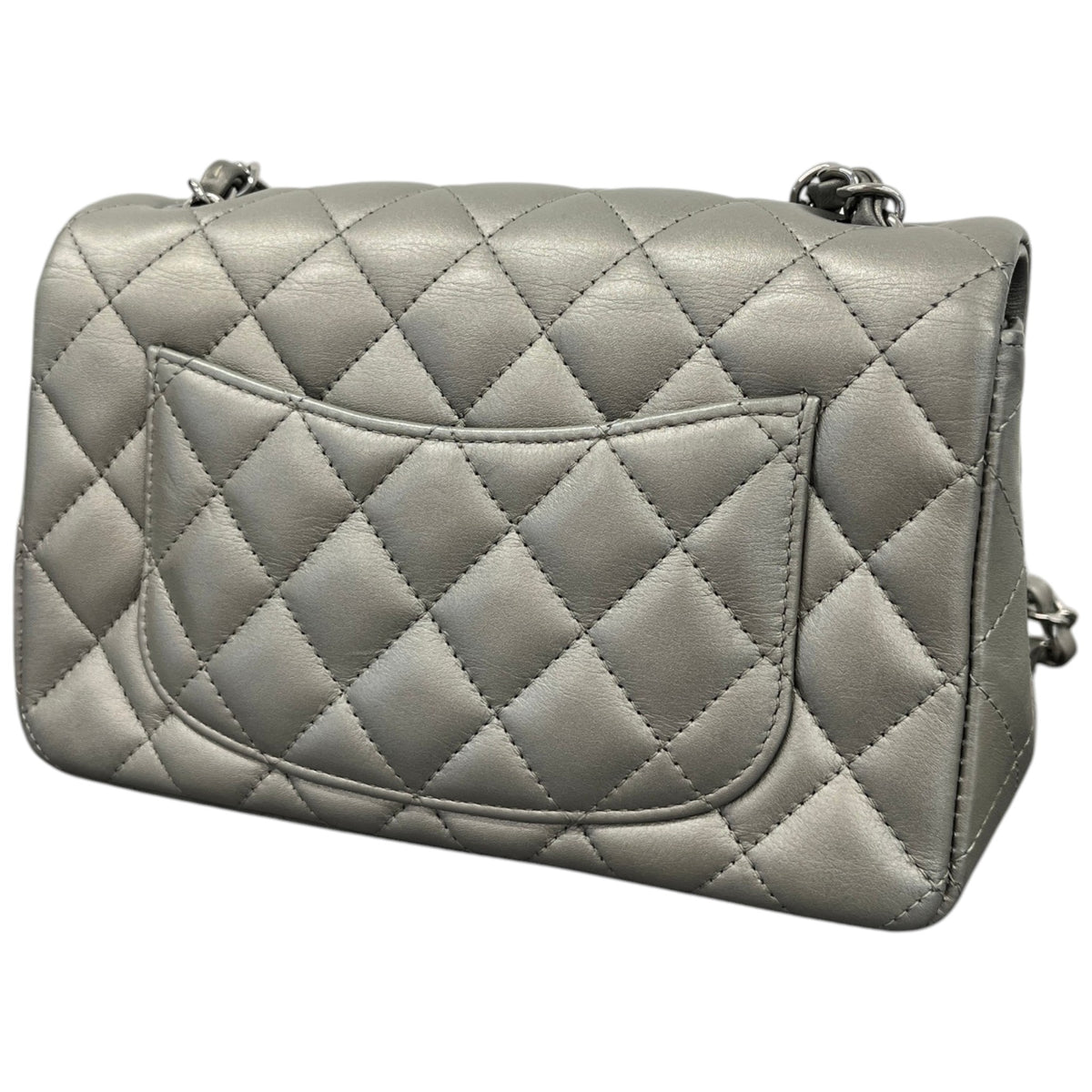 Women's Mini CC Quilted Lambskin Flap Handbag Grey - Photo 9
