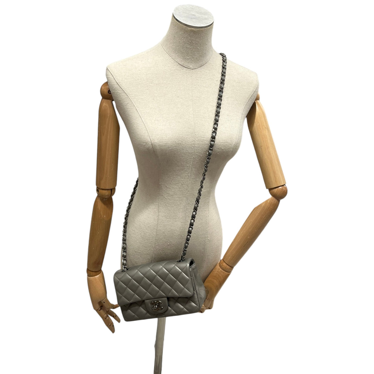 Women's Mini CC Quilted Lambskin Flap Handbag Grey - Photo 2