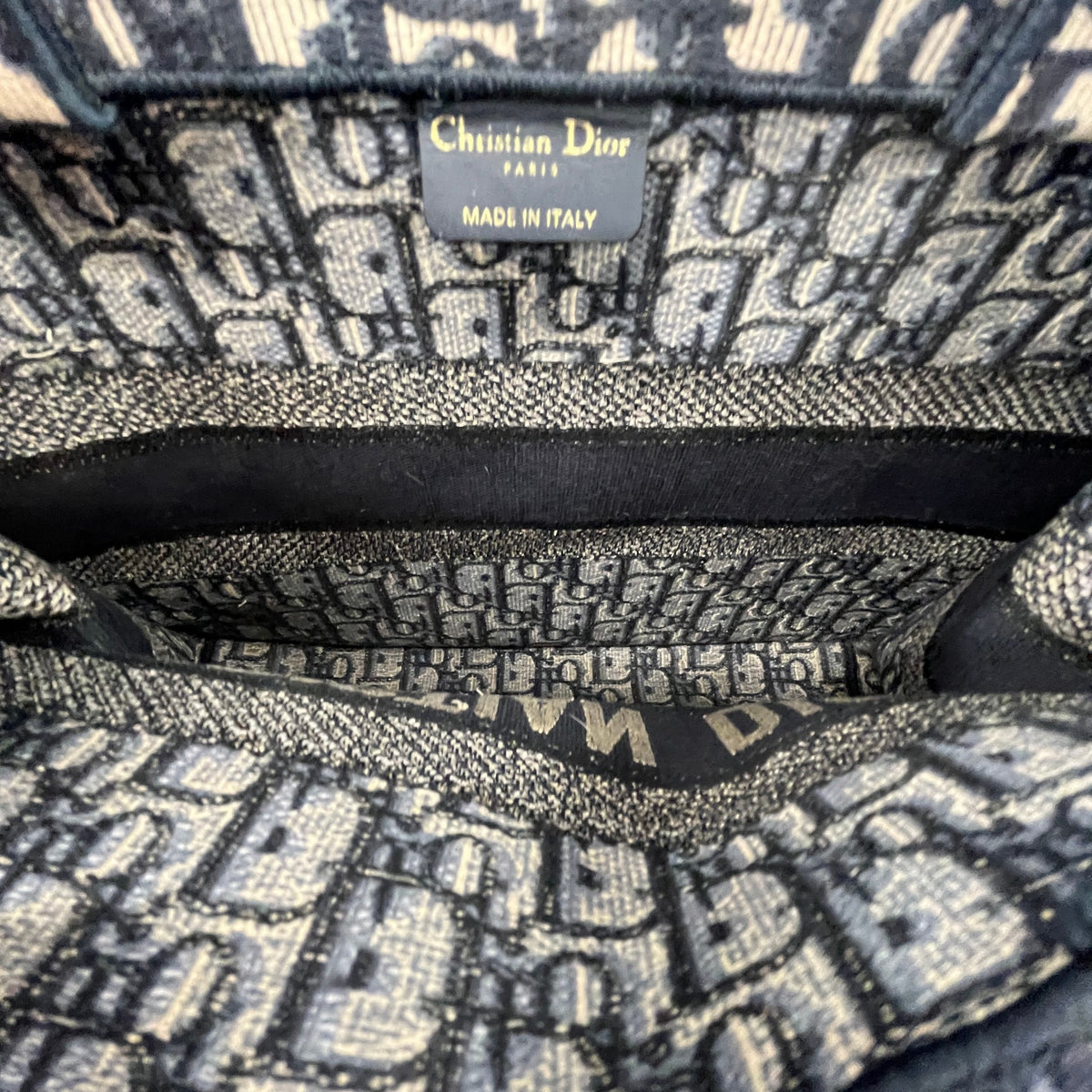 Women's Oblique Canvas Tote Medium Handbag Navy - Photo 13
