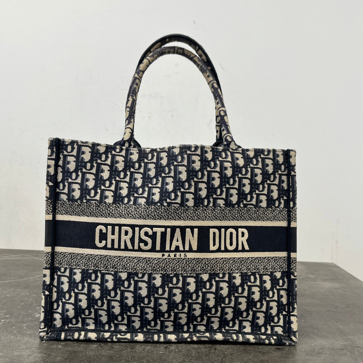 Women's Oblique Canvas Tote Medium Handbag Navy - Photo 14
