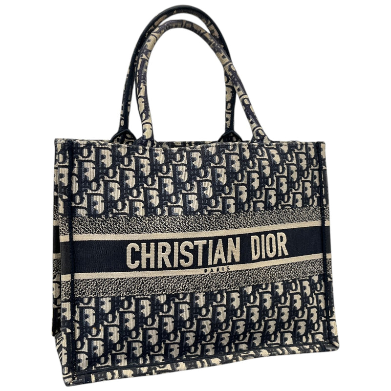 Women's Oblique Canvas Tote Medium Handbag Navy