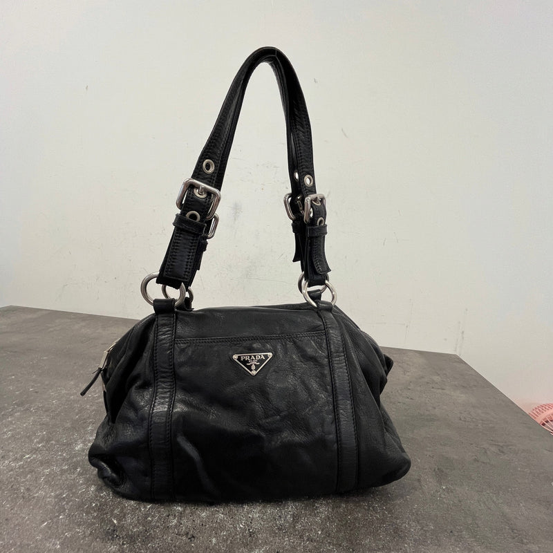 Women's Triangle Plaque Handbag Black