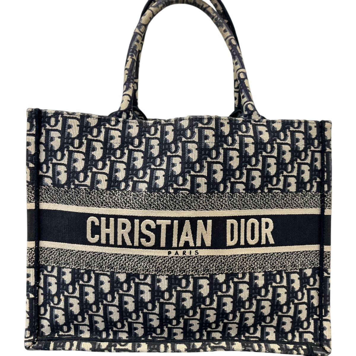 Women's Oblique Canvas Tote Medium Handbag Navy - Photo 11