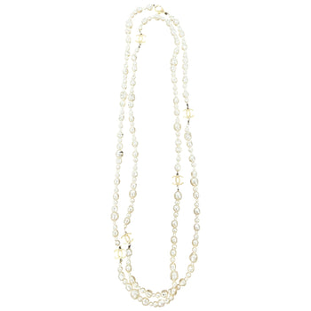 Women's Long Pearl Necklace Cream