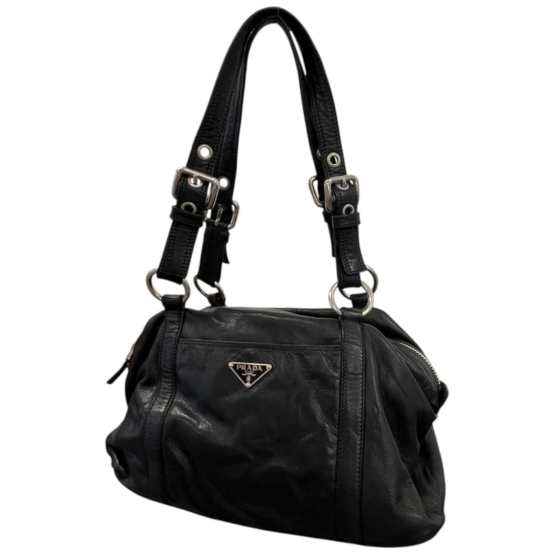 Women's Triangle Plaque Handbag Black