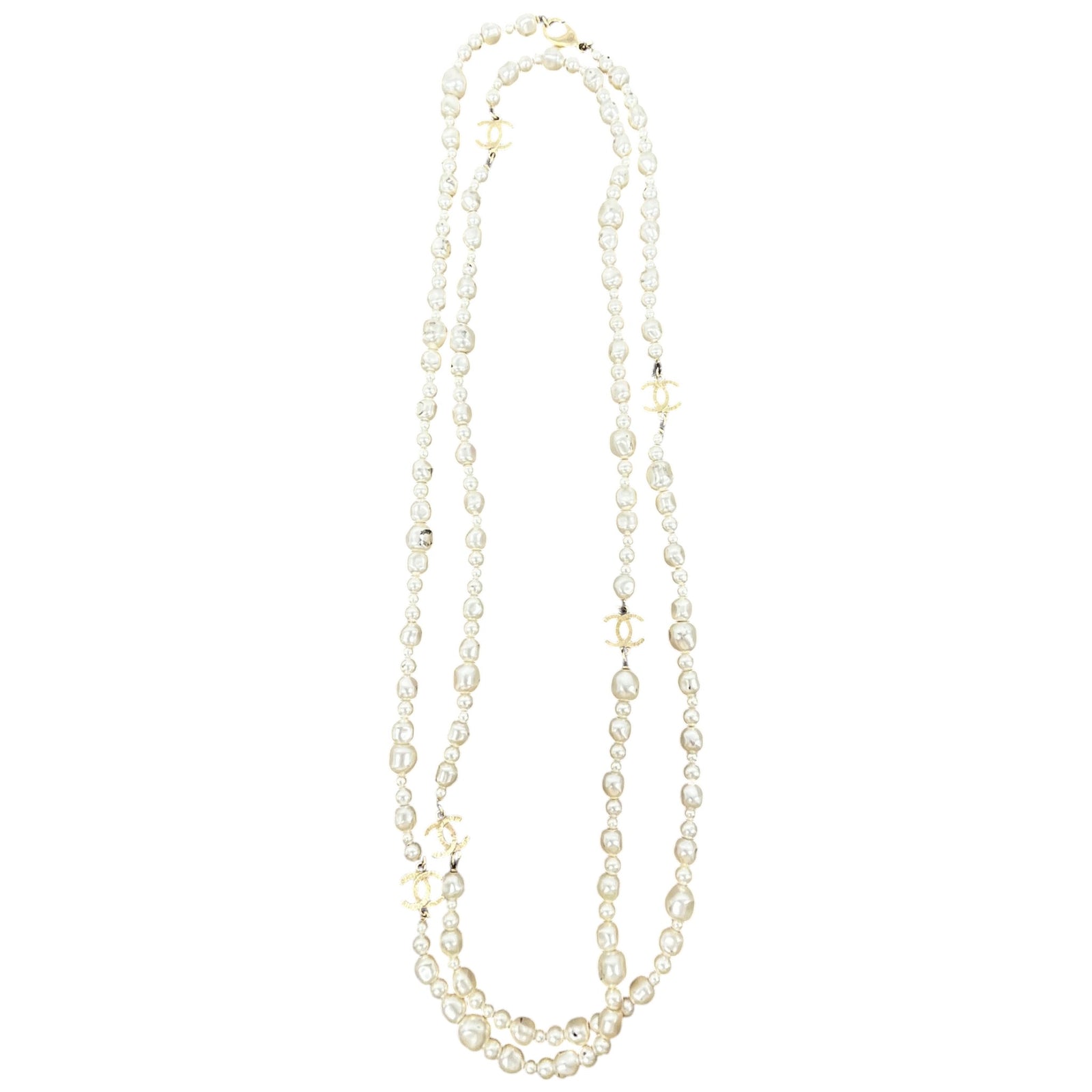 Women's Long Pearl Necklace Cream - Photo 2
