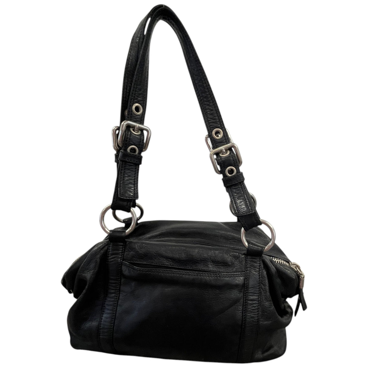 Women's Triangle Plaque Handbag Black - Photo 3