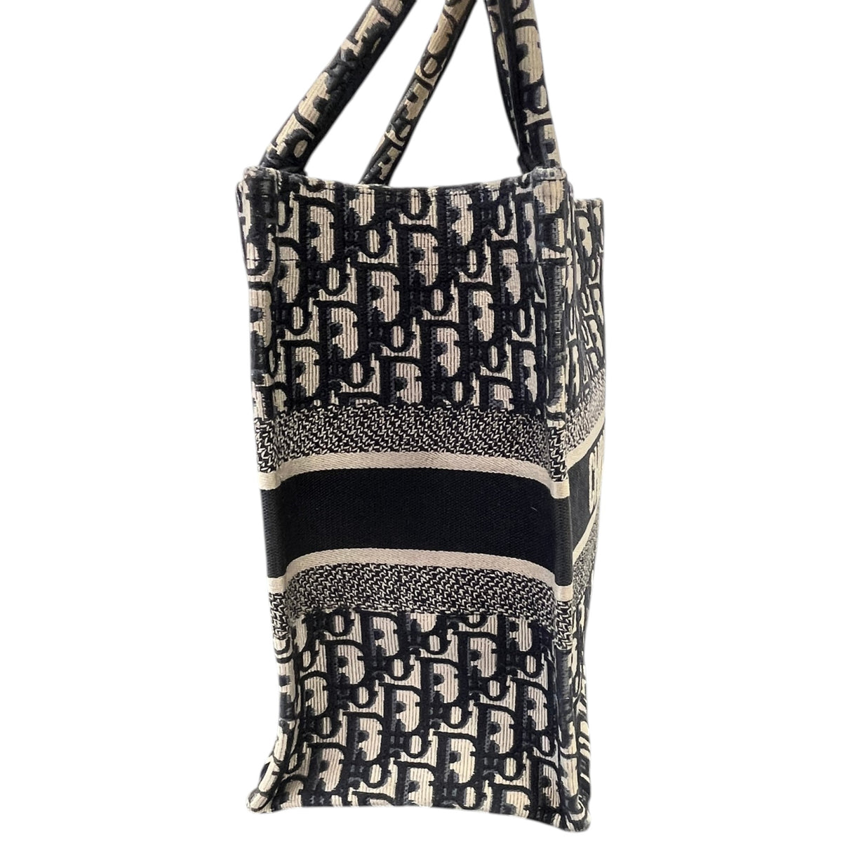 Women's Oblique Canvas Tote Medium Handbag Navy - Photo 7