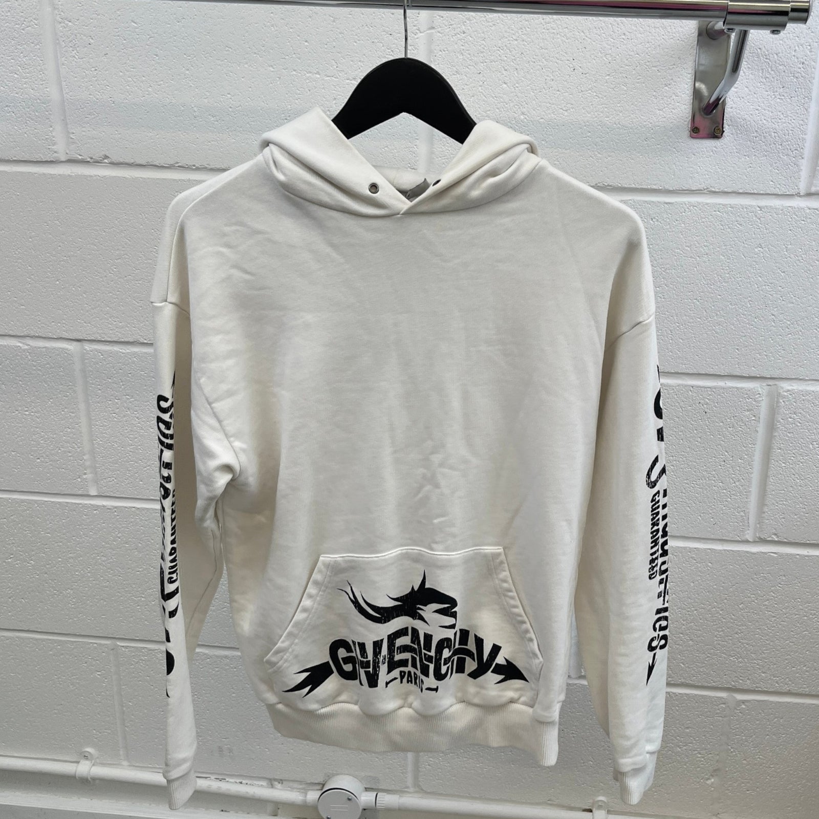 Men's Logo Print Hoodie White Size S - Photo 8